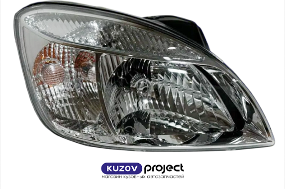 Фара правая хром c механическим корректором Kia Rio 2005-2011 (Китай)